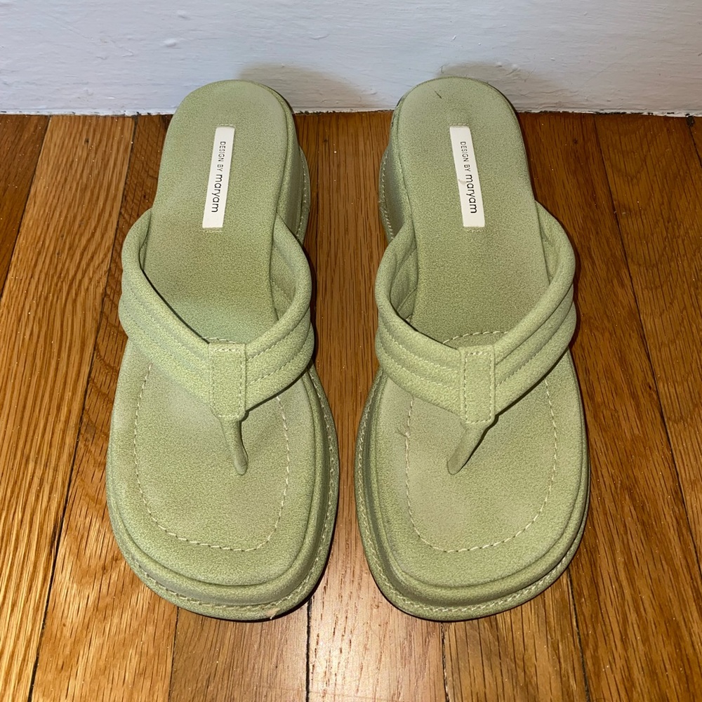Design by Maryam Green Platform Thong 90’s Sandals